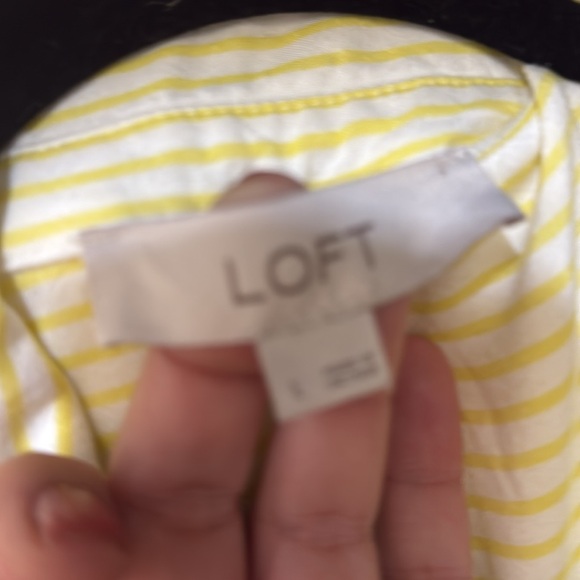 LOFT Yellow and White Striped Top with Dolman Sleeves - Picture 2 of 4